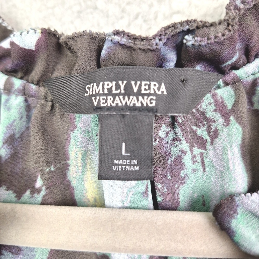 Simply Vera Vera Wang Top Womens Large Purple Floral Romantic Dark Fairy - Picture 3 of 8